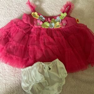 Build a Bear Dress Pink Summer Ruffle Tulle Pastel Flower Sundress